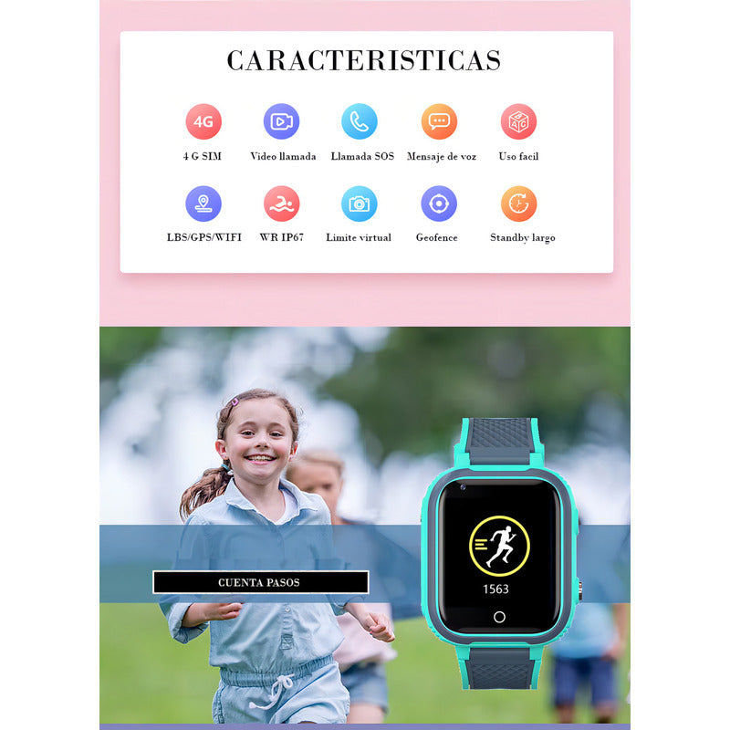 Smartwatch Infantil U8 Lt21-bl Con Gps, 4g Y Videollamada En Celeste Celeste/gris Gris