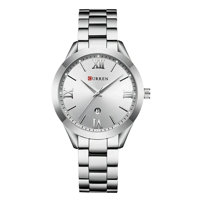 Reloj De Lujo Curren 9007-1 Para Mujer Plateado