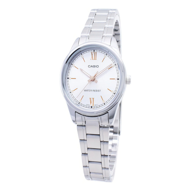Reloj Casio Ltp-v005d-7b2 Cuarzo Mujer Color De La Correa Plateado