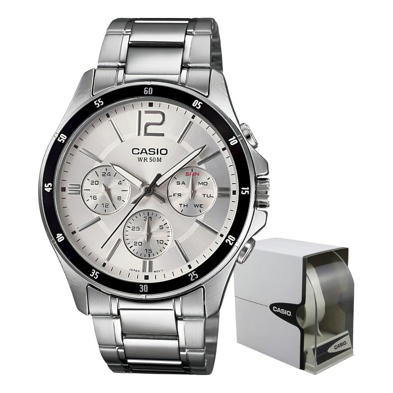 Reloj Casio Mtp-1374d-7av Cuarzo Hombre Plateada Negro Plateado Claro