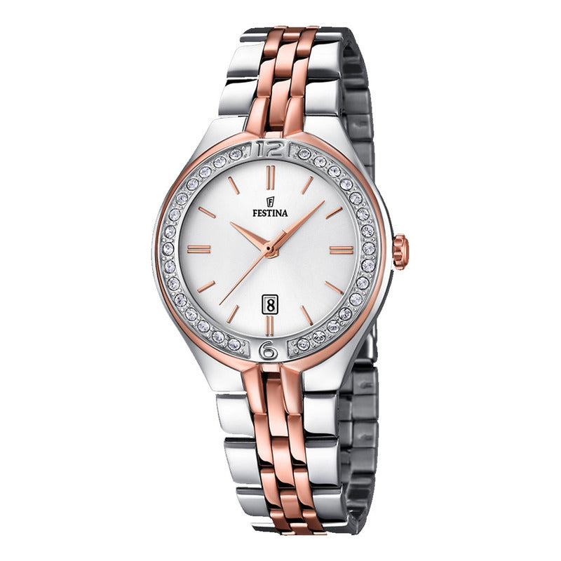 Relojes Pulsera Mujer F16868/2 Calendario Original Dorado/plateado Rosa Plateado