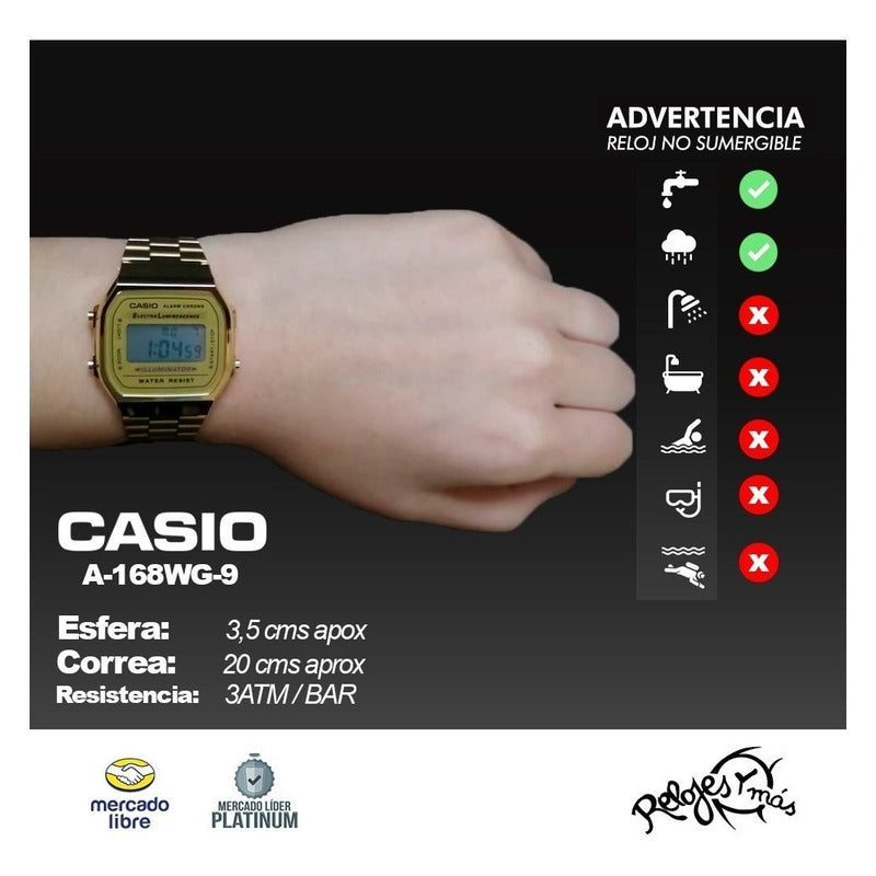Reloj Casio Vintage A-168wg-9 Nuevo Original/relojesymas Dorado