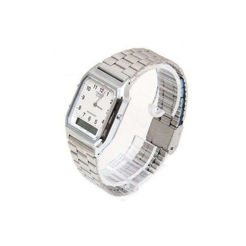 Reloj Casio Aq-230a-7b Analogo Digital Original Plateado Gris Blanco