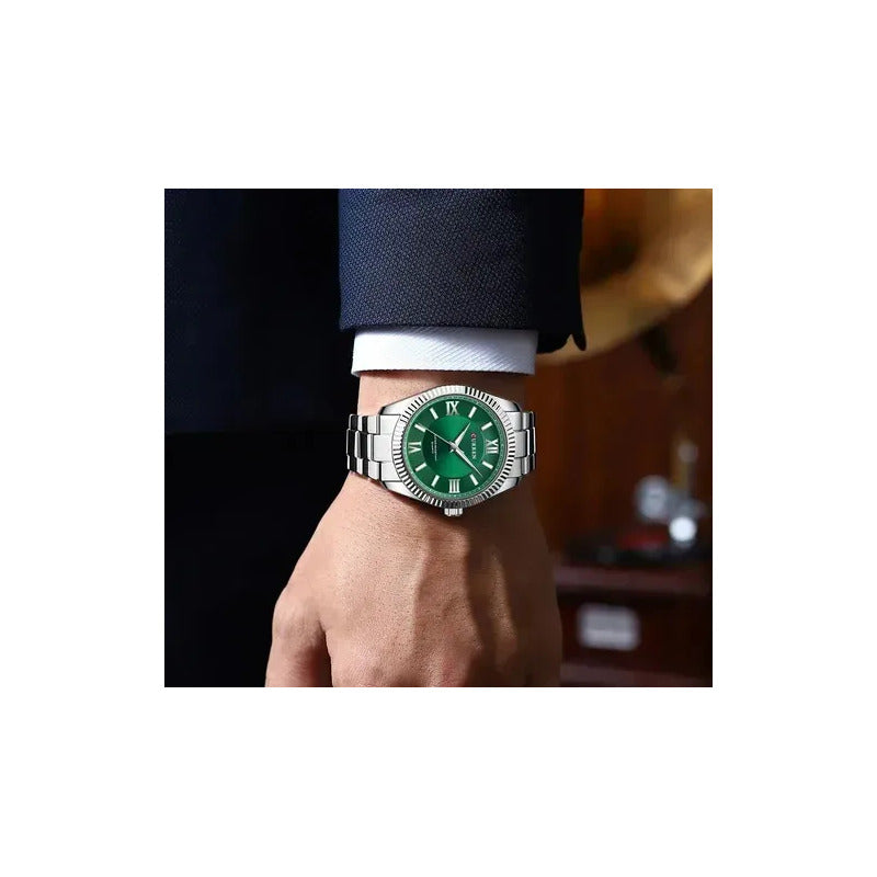 Reloj Curren 8453-2 De Acero Plateado Plateado Verde