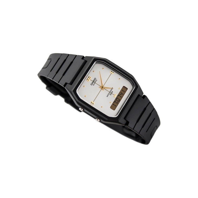 Reloj Casio Aw48 Retro Unisex Resina Digital Y Analogo Full Color De La Correa Negro Color Del Bisel Negro Color Del Fondo Plateado