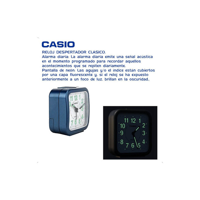 Reloj Casio Despertador Tq-141-2df Azul