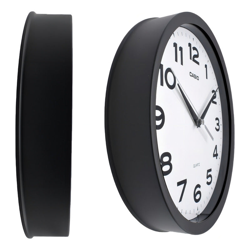Reloj Casio Mural Iq-151-1df Análogo Borde Negro Fondo Blanco