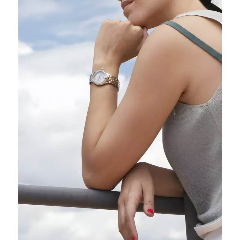 Reloj Festina Mujer Mademoiselle Acero Inoxidable Con Calendario Plateado
