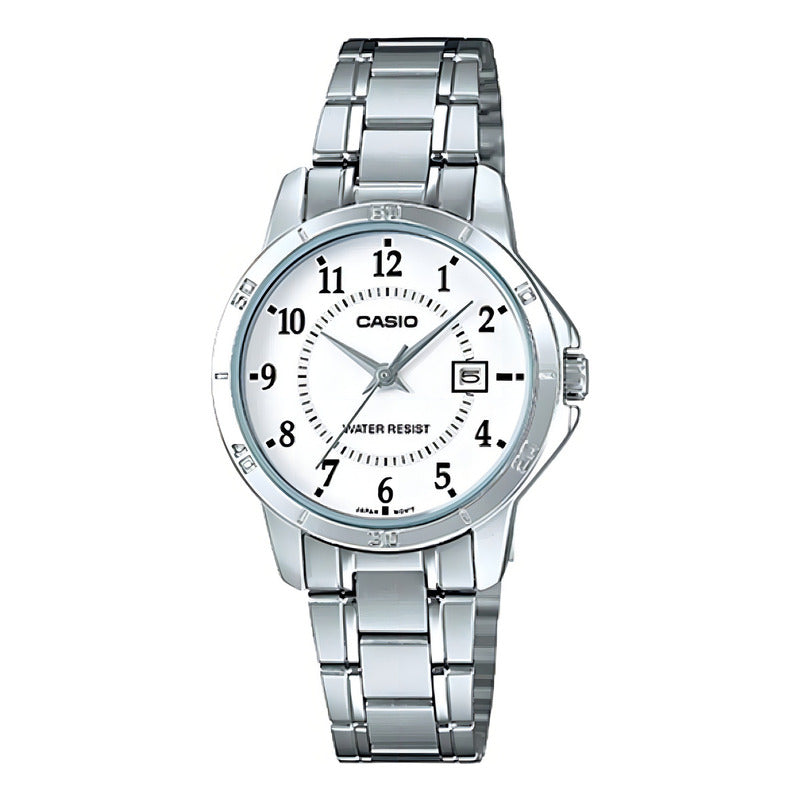 Reloj Casio Dama Ltp-v004d-7b Ag.of Local Barrio Belgrano Plateado Blanco