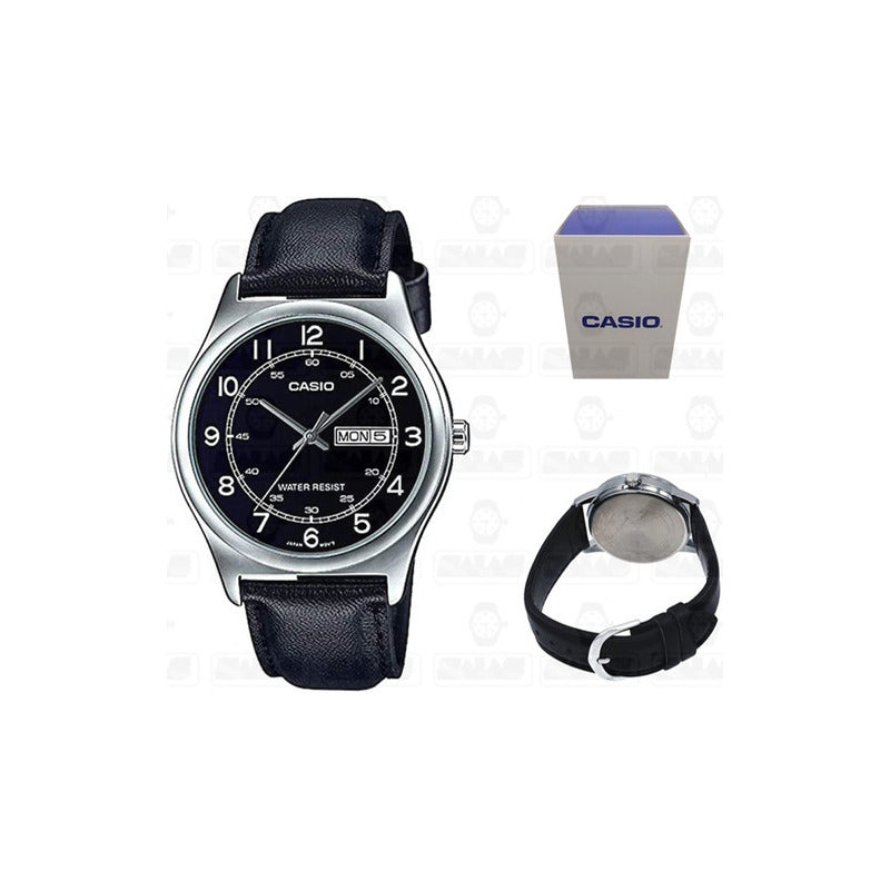 Reloj Casio Mtpv006l-1b2udf Cuarzo Unisex Color De La Correa Mtp-v006l-1b2 Plateado Negro