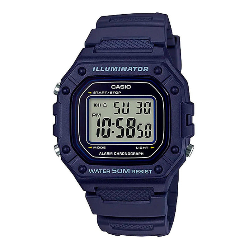 Reloj De Pulsera Casio Youth W-218h-2a Correa Azul Bisel Azul Fondo Gris