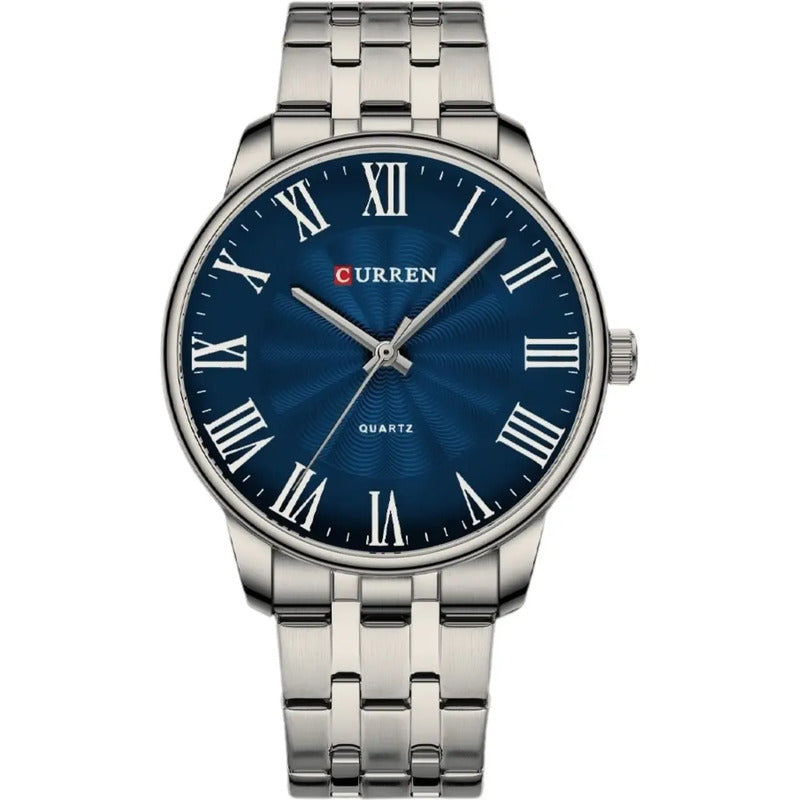 Reloj Hombre Analógico Acero Clasico Vintag Curren 8422-3 Acero Inoxidable Acero Inox Azul