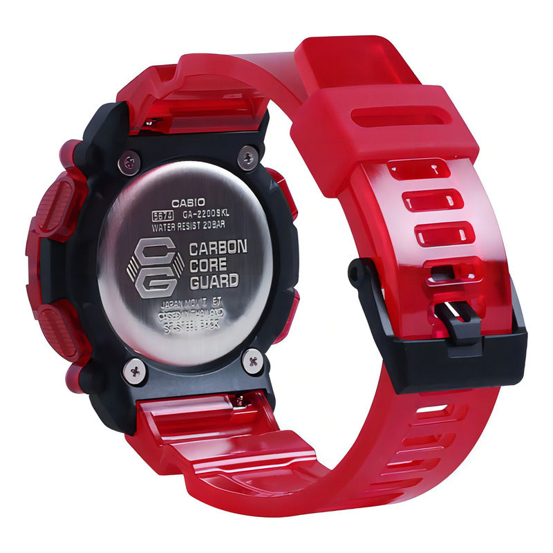 Reloj Casio G-shock Skeleton Ga-2200skl-4acr Original Color Del Bisel Rojo Color Del Fondo Rojo