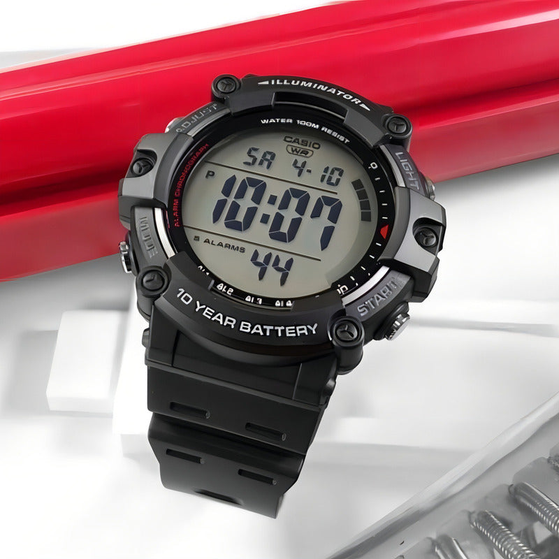 Reloj De Pulsera Casio Youth Ae-1500wh-1a De Cuerpo Color Negro, Digital, Fondo Gris, Con Correa De Resina Color Negro,... Negro/plateado
