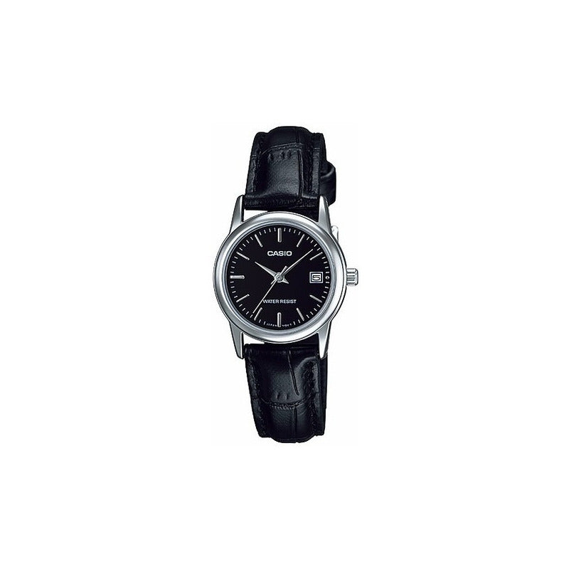 Reloj Mujer Casio Ltp-v002l-1a Original Relojesymas Negro Plateado