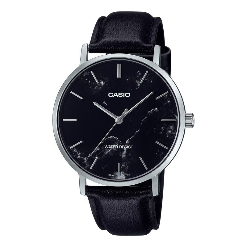Reloj De Pulsera Casio Dress Mtp-vt01lm-1a Original Negro Plateado Negro