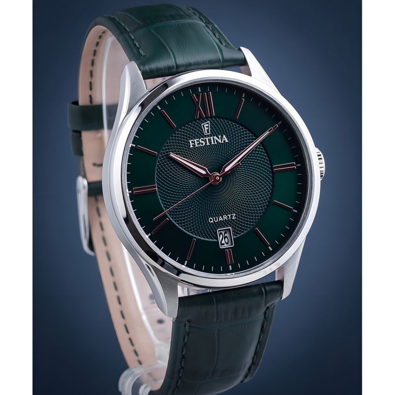 Reloj De Hombre Festina F20426/7, Con Correa De Cuero Plateado