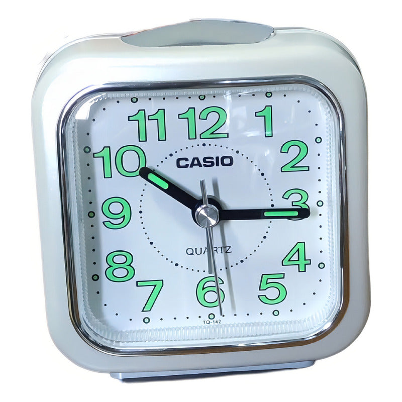 Reloj Casio Despertador Luz Tq-142-7df /relojeria Violeta Blanco