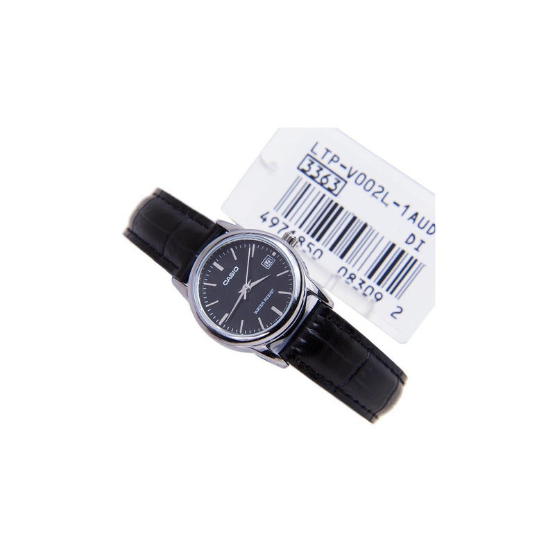 Reloj Mujer Casio Ltp-v002l-1a Original Relojesymas Negro Plateado
