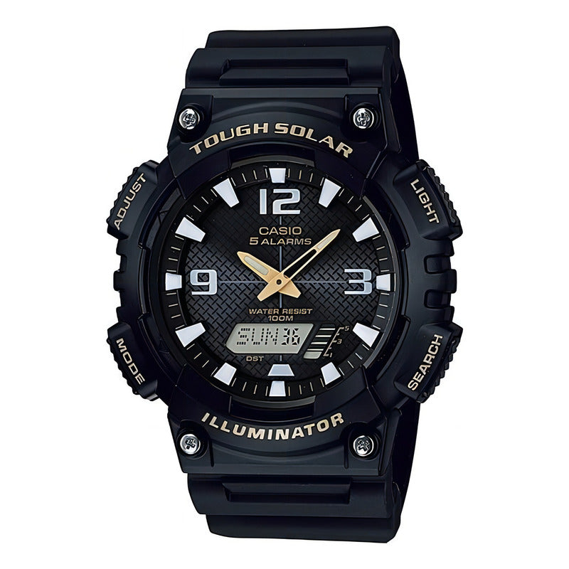 Reloj Casio Aq-s810w-1bvdf Hombre Tough Solar Sumergible 100m Negro