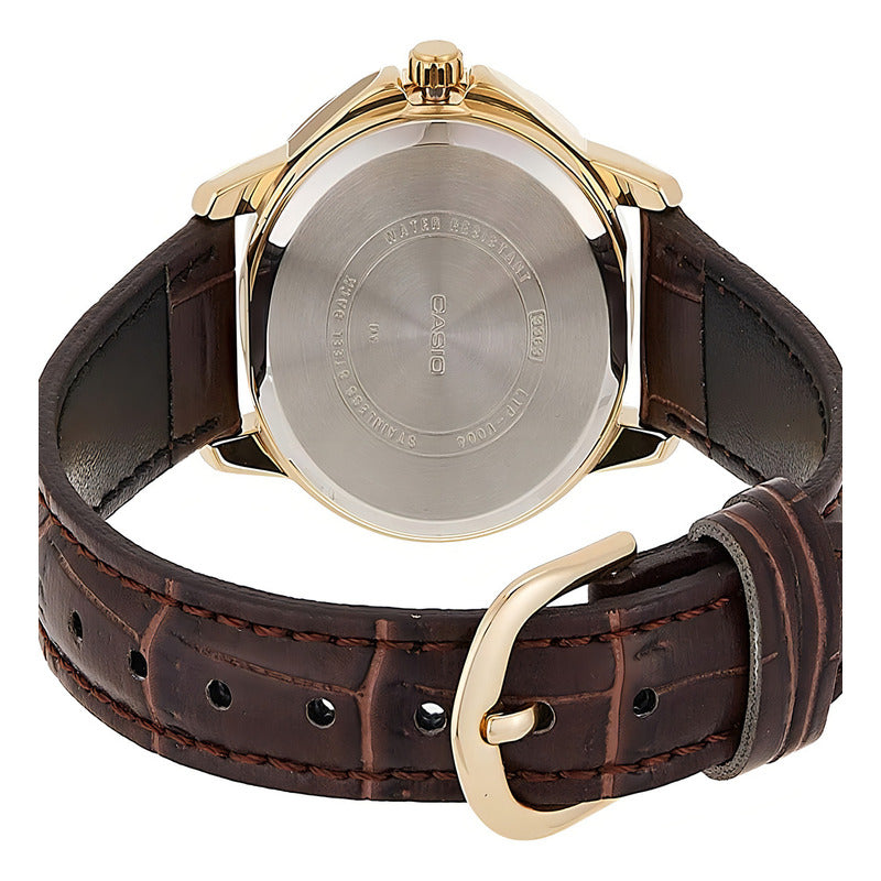 Reloj Casio Ltp-v004gl-9a Mujer Correa Marrón Dorado Dorado Ltp-v004gl-9a