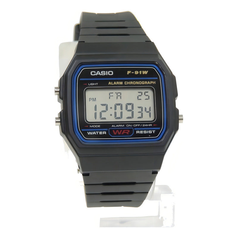 Reloj De Pulsera Casio Collection F-91 De Cuerpo Color Negro Gris