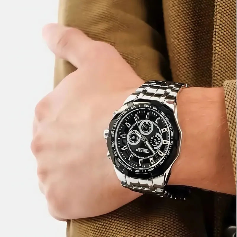 Reloj Curren Kre0401 Plateado Hombre Negro