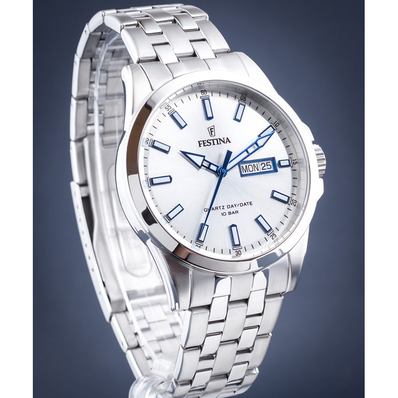 Reloj Festina Hombre Acero Clásico Fecha Sumergible F20357.1 Plateado Plateado Plateado