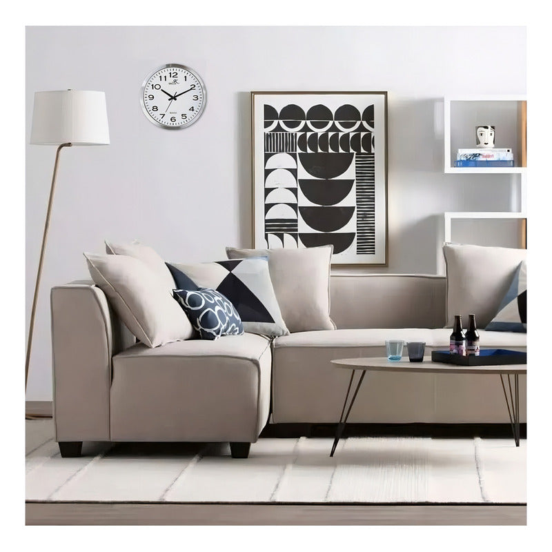 Reloj De Pared Siklos Gc-801 20 Cm Aluminio Plateado Silencioso Análogo Blanco