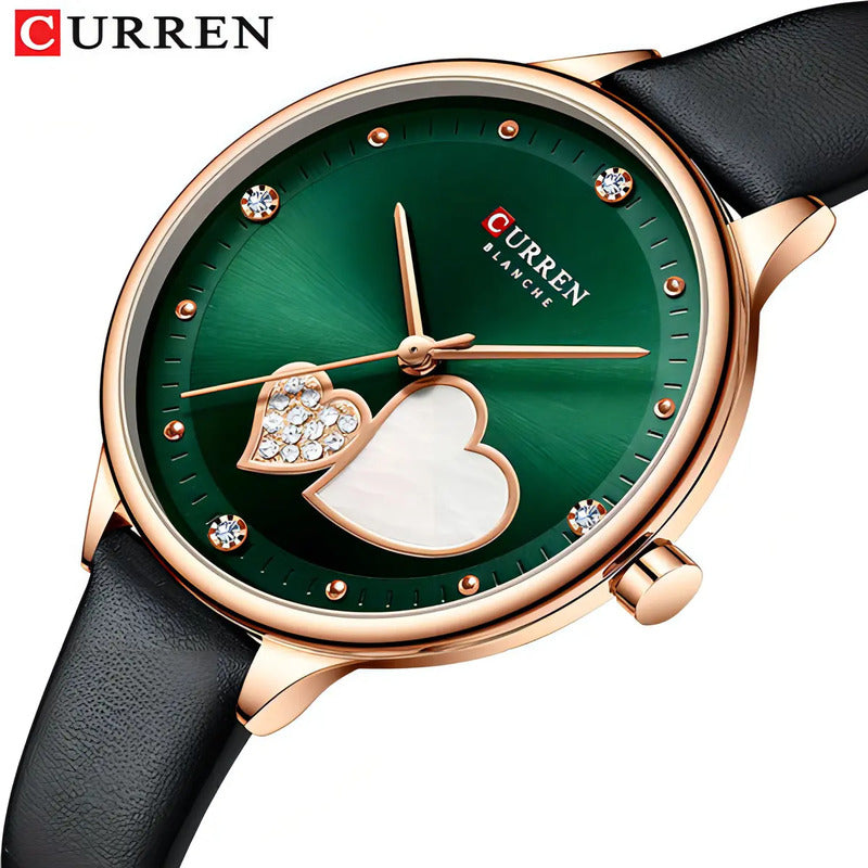 Reloj De Cuero Casual Impermeable Curren Para Mujer Color De La Correa Negro