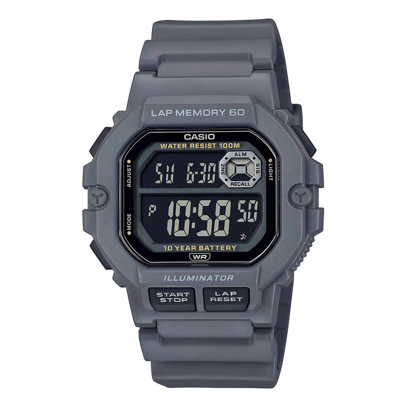 Reloj Unisex Casio Ws-1400h-8bvdf Sport Correa Gris Bisel Gris Fondo Negro