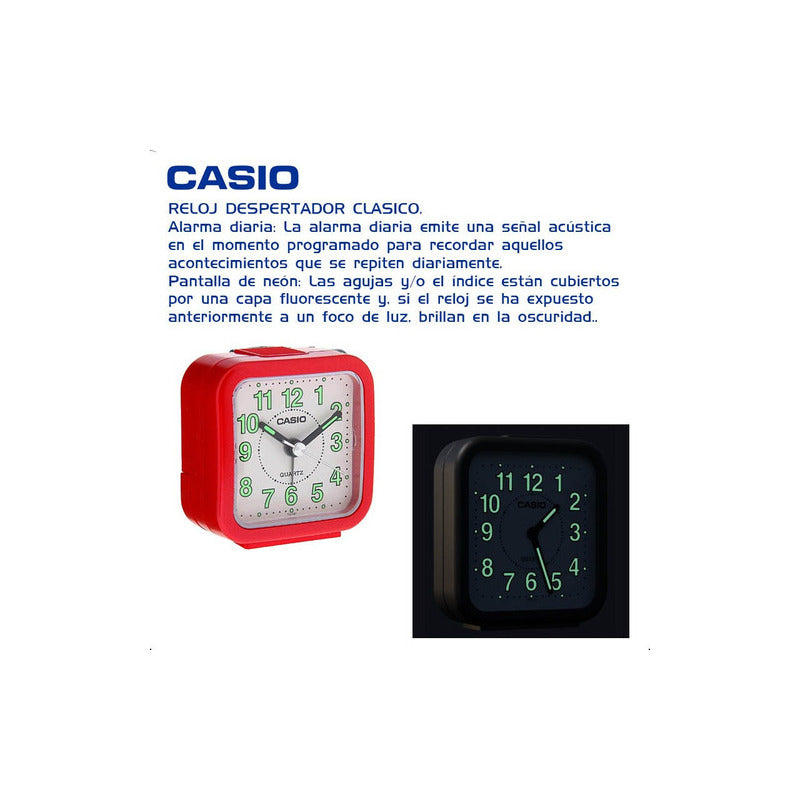 Reloj Despertador Casio Tq-141-4d Rojo