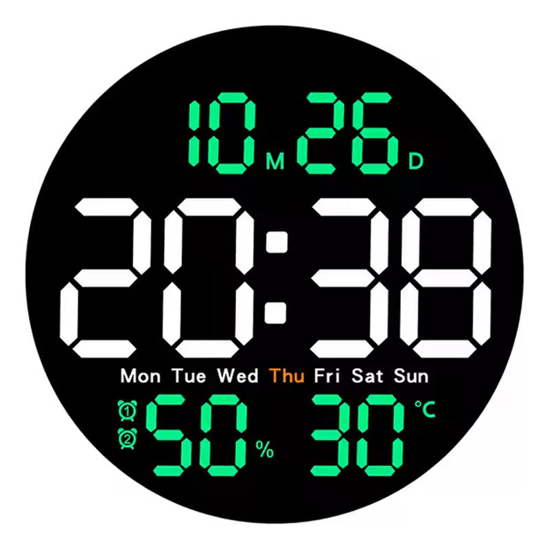 Pared Pantalla Digital 1555 Negro 25 Cm Led Fecha Temp