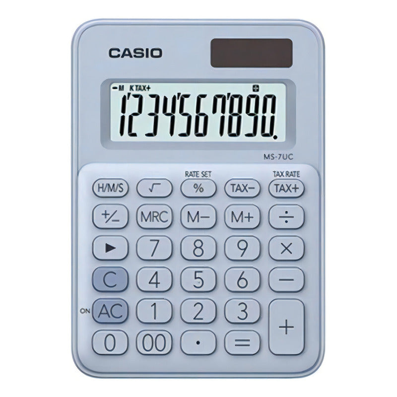 Calculadora De Escritorio Casio Mini Ms-7uc-lb De 10 Dígitos, Color Azul Claro