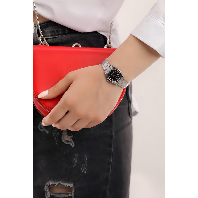 Reloj Casio Mujer Ltp-v001d-1budf Plateado Negro