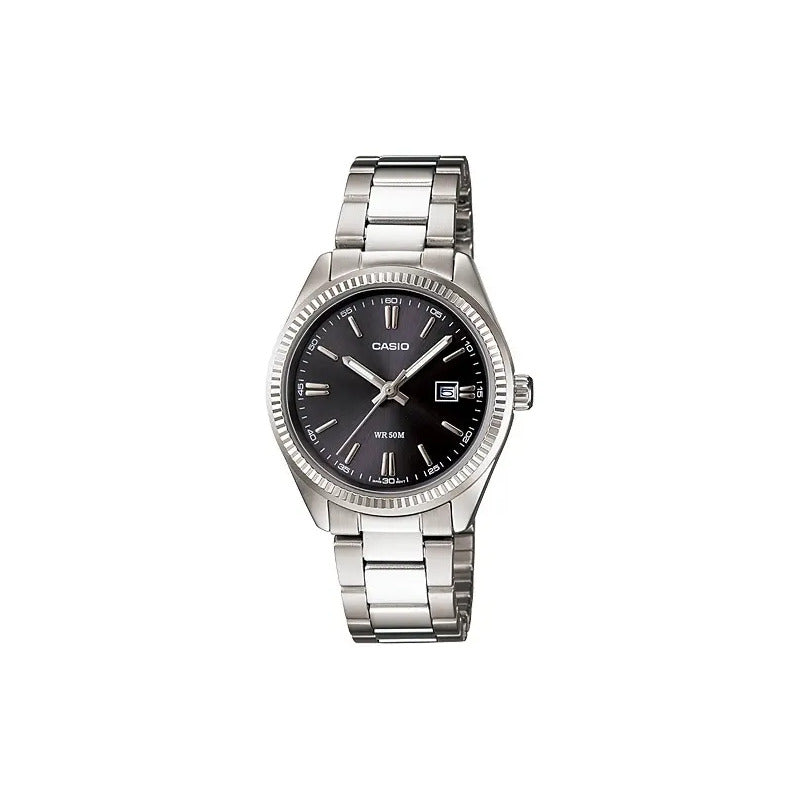 Reloj Casio Mujer Ltp-1302d-1a1vdf Plateado Negro