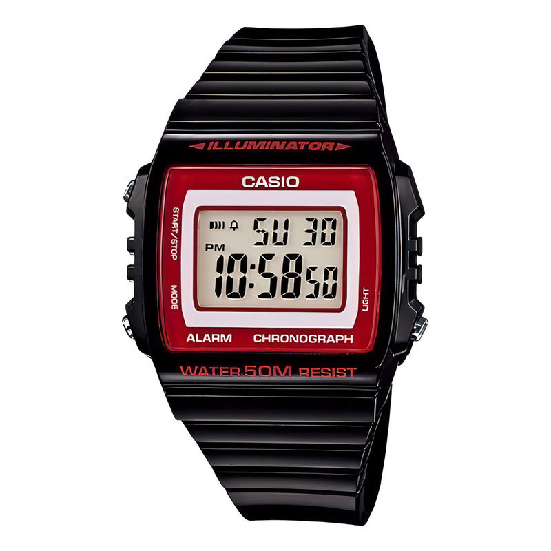 Reloj Casio W-215h-1a2 Hombre Digital Relojesymas Color De La Correa Negro Color Del Bisel Rojo