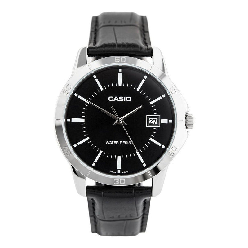Reloj De Pulsera Casio Enticer Mtp-v004l-1a Relojesymas Negro Plata