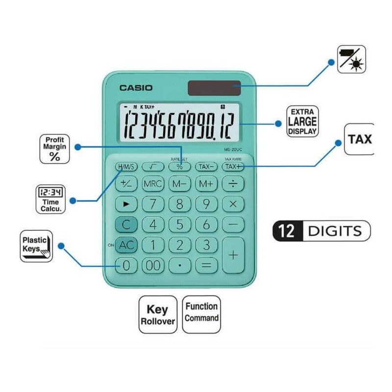 Calculadora Casio Ms-20uc Colores Surtidos Calipso Gn