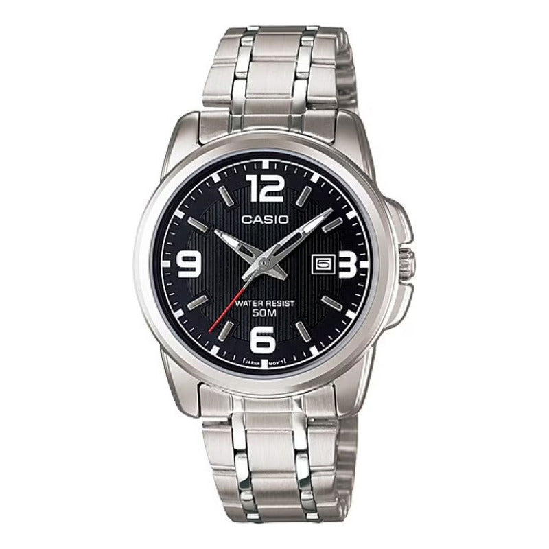 Reloj Casio Dama Metal Ltp-1314d-1av Original Plateado Negro