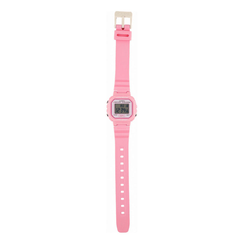 Reloj Casio Retro Vintage La-20wh-4a1 Agente Caba Color De La Malla Rosa Color Del Bisel Rosa Color Del Fondo Gris