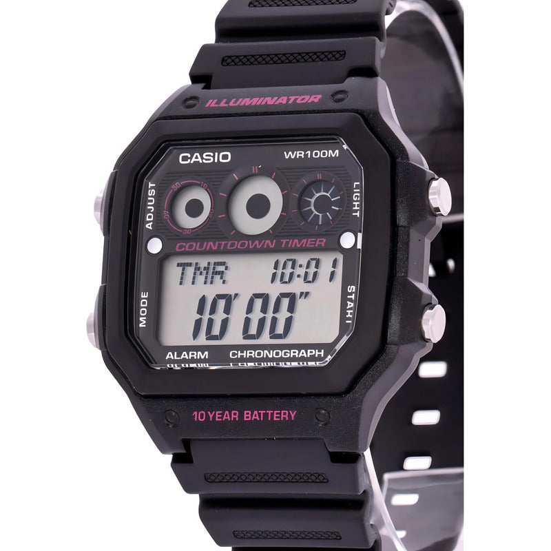 Reloj Pulsera Digital Casio Ae-1300wh-1a2 Con Correa De Resina Color Negro