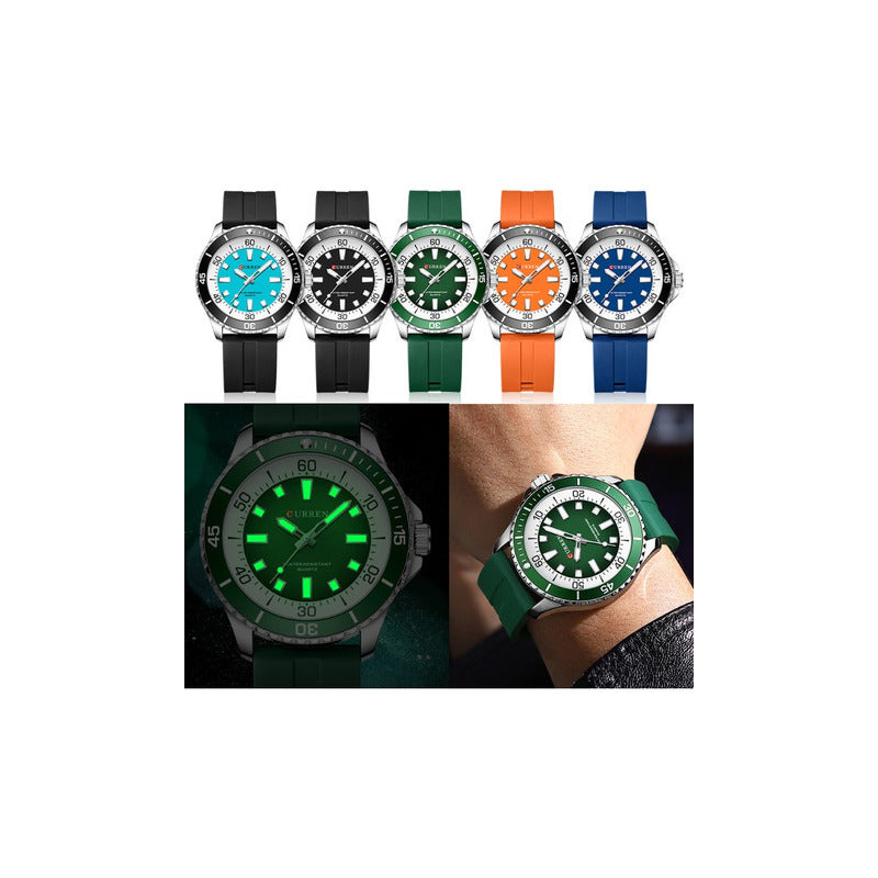 Reloj De Cuarzo Impermeable Y Luminoso Curren 8448-5 Verde