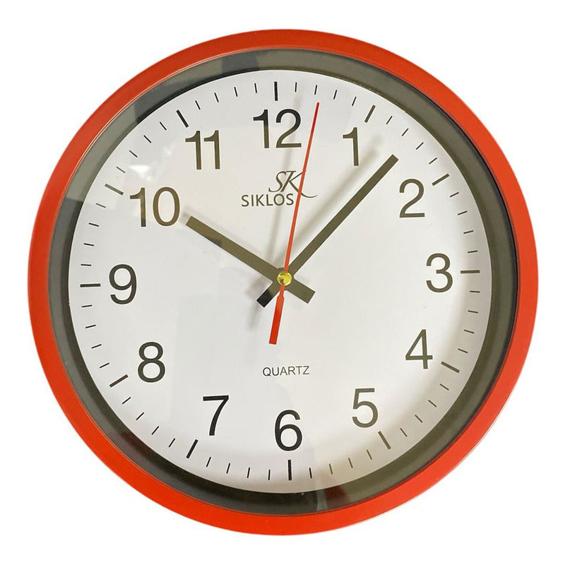 Reloj Pared Plastico Siklos Gb8081 Rojo 20 Cm Silencioso Rojo Blanco