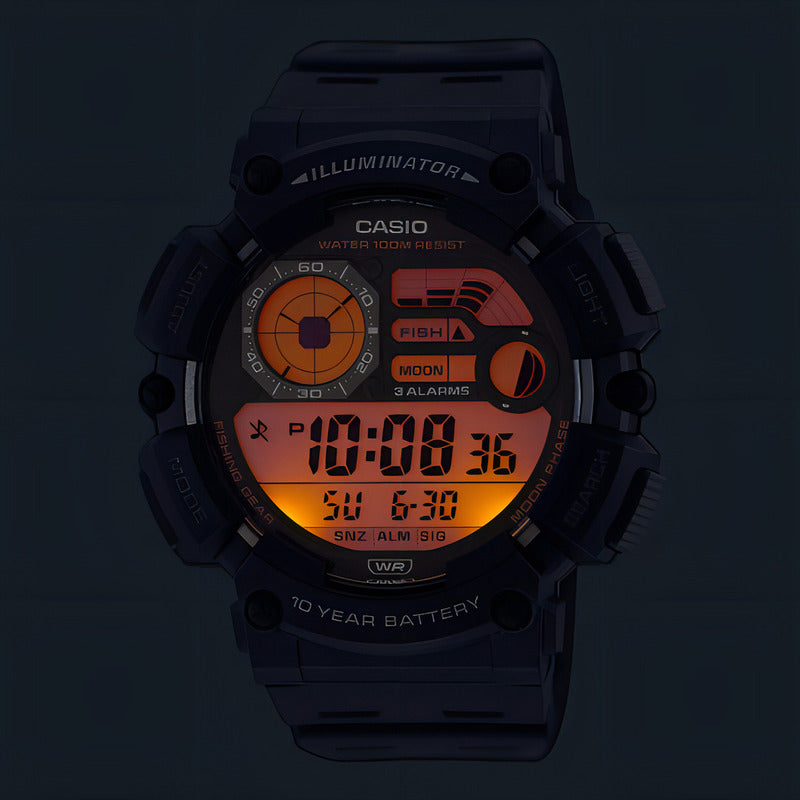 Reloj Casio Digital Ws-1500h-2a Datos Lunares Modo De Pesca Color De La Malla Azul