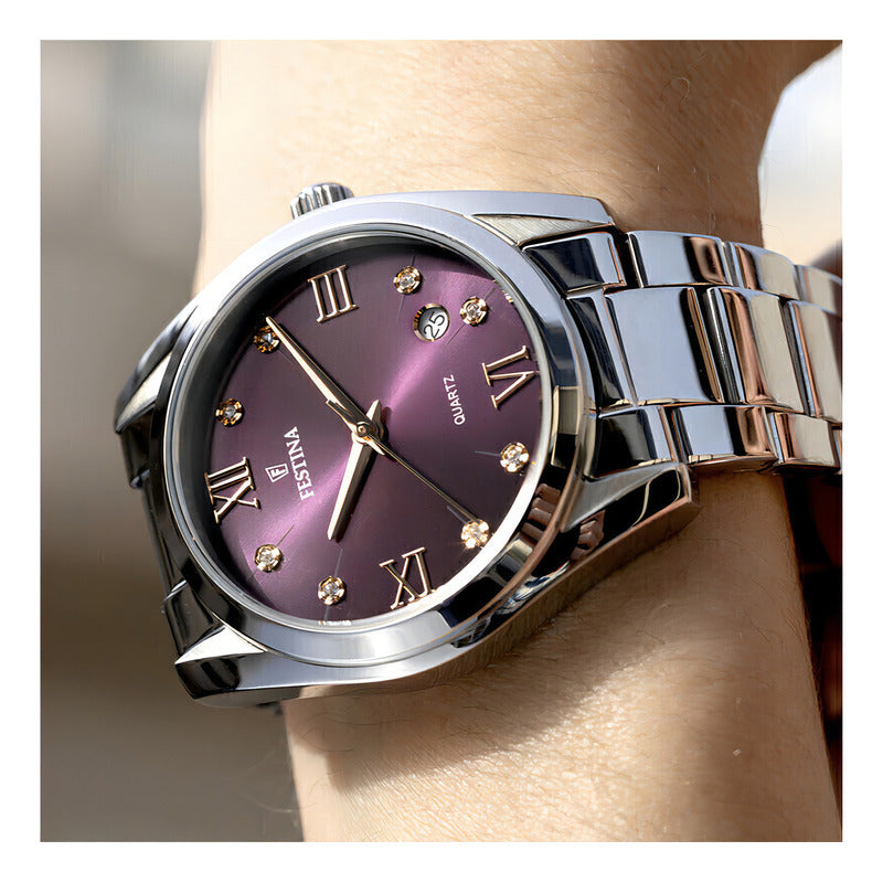Reloj Festina Boyfriend Mujer Acero Inoxidable F16790e Plateado Violeta
