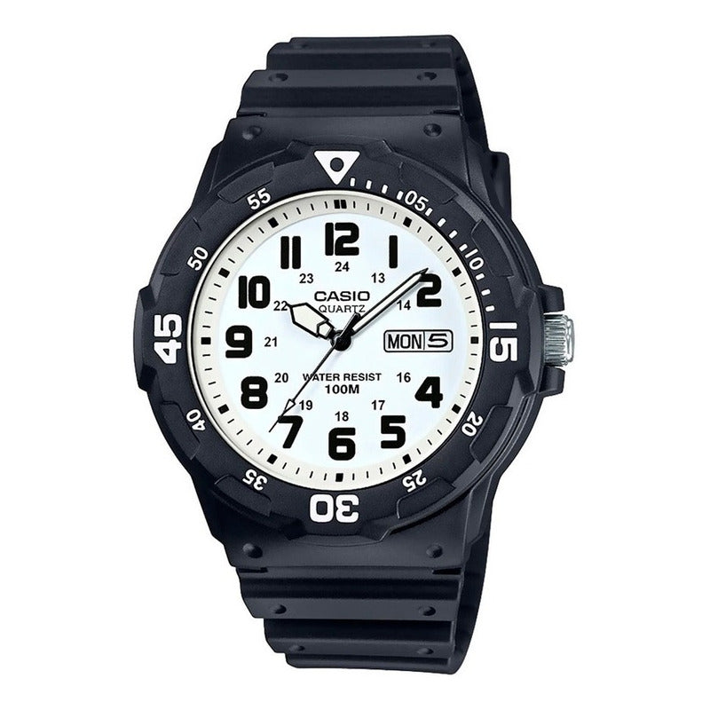 Reloj Casio Caballero Con Fechador Mrw-200h-7bvcf  Negro Blanco