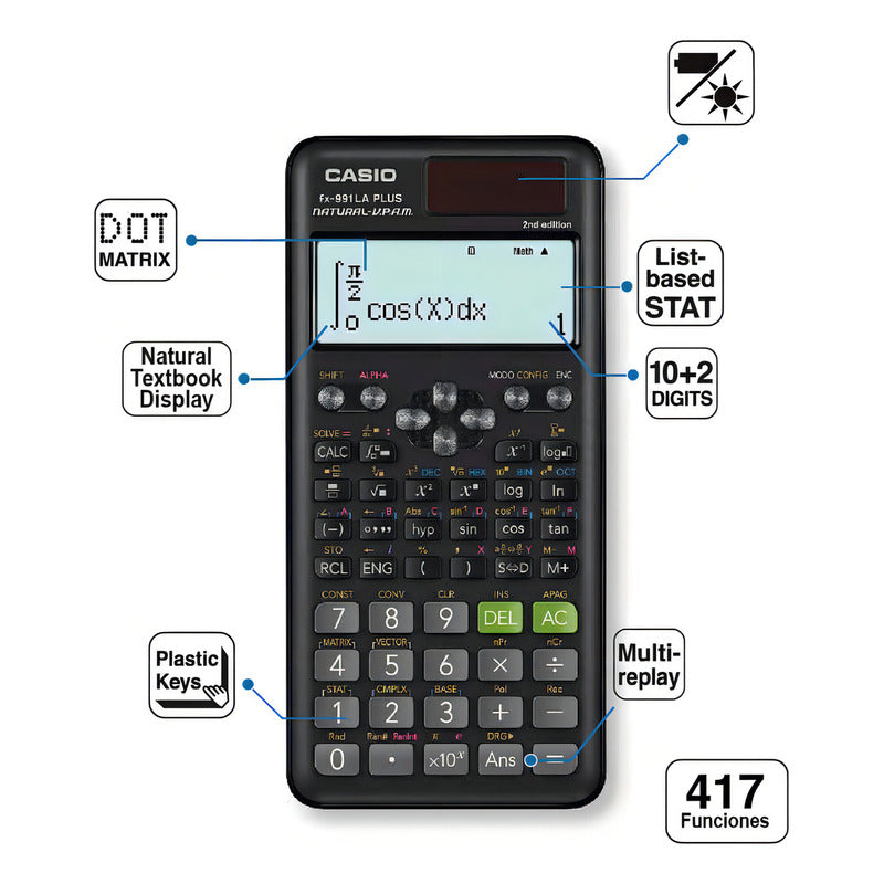 Calculadora Casio Cientifica Fx 991 La Plus - Es Plus Color Negro