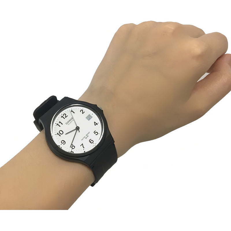 Reloj Casio Original Mw-59-7b Hombre Analogico Fecha Color De La Malla Negro Color Del Fondo Blanco