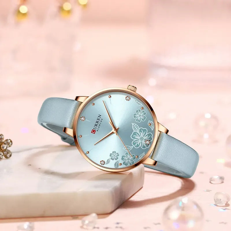 Reloj Para Mujer Curren Ladies Kred18202121 Celeste Oro Rosa Dorado